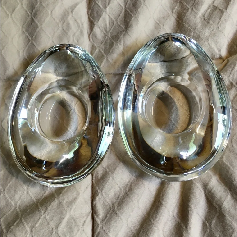 Oleg Cassini crystal candle votives Pebble Beach set of 2